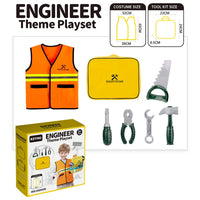 HKM-450899 Engineer Role Play Toy Set for Kids - Uniform & Tool Backpack for Preschool Cosplay (Ages 5+)