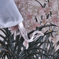 HKM-450963 Elegant Cotton Satin Plant Print Duvet Cover Set with Pillowcases - Available for Various Bed Sizes