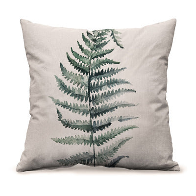 HKM-451091 Modern Minimalism Floral and Leaf Pattern Linen Pillow Cover - 45x45cm