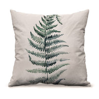 HKM-451091 Modern Minimalism Floral and Leaf Pattern Linen Pillow Cover - 45x45cm