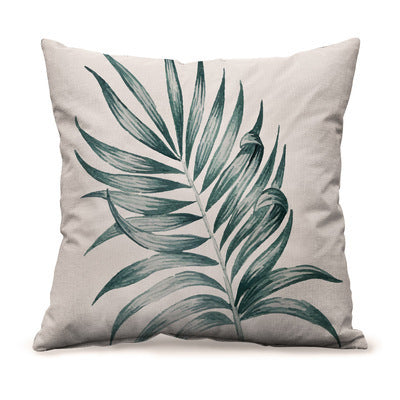 HKM-451091 Modern Minimalism Floral and Leaf Pattern Linen Pillow Cover - 45x45cm