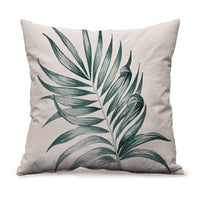 HKM-451091 Modern Minimalism Floral and Leaf Pattern Linen Pillow Cover - 45x45cm