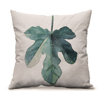 HKM-451091 Modern Minimalism Floral and Leaf Pattern Linen Pillow Cover - 45x45cm