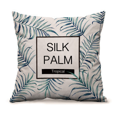 HKM-451091 Modern Minimalism Floral and Leaf Pattern Linen Pillow Cover - 45x45cm