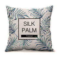 HKM-451091 Modern Minimalism Floral and Leaf Pattern Linen Pillow Cover - 45x45cm