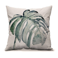 HKM-451091 Modern Minimalism Floral and Leaf Pattern Linen Pillow Cover - 45x45cm