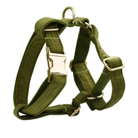 HKM-451155 Velvet Fabric Dog Collar with Bow, Floral Accents, Leash, Vest, and Poop Bag - Scalable Sizes XS to XL