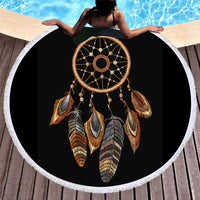 HKM-451219 Microfiber Round Beach Towel with Fringed Edge and Eco-Friendly Printing, 150cm