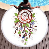 HKM-451219 Microfiber Round Beach Towel with Fringed Edge and Eco-Friendly Printing, 150cm