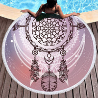 HKM-451219 Microfiber Round Beach Towel with Fringed Edge and Eco-Friendly Printing, 150cm