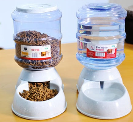 HKM-451411 Cats Dogs Automatic Pet Feeder Drinking Water Fountains Large Capacity Plastic Pets Dog Food Bowl Water Dispenser