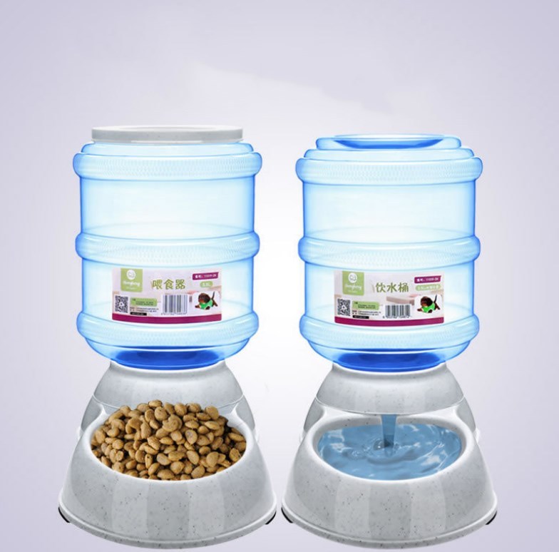 HKM-451411 Cats Dogs Automatic Pet Feeder Drinking Water Fountains Large Capacity Plastic Pets Dog Food Bowl Water Dispenser