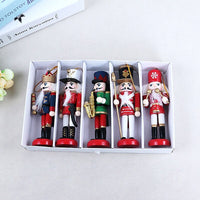 HKM-451411 Hand-Painted Wooden Christmas Tree Pendants - Set of Five, 23x14x3.7cm, Colorful Holiday Decor