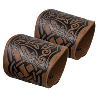 HKM-451603 Dragon and Lion Embossed Leather Bracelet - Medieval Renaissance Style Wristband for Adults