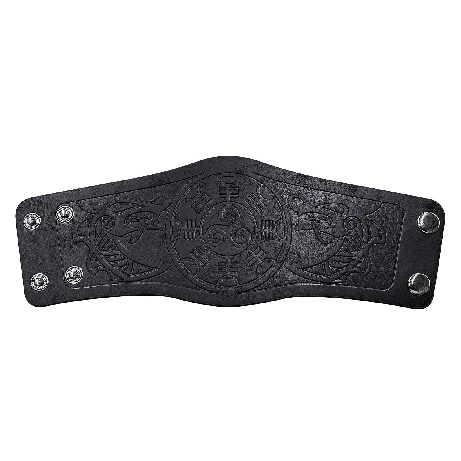 HKM-451603 Dragon and Lion Embossed Leather Bracelet - Medieval Renaissance Style Wristband for Adults
