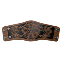 HKM-451603 Dragon and Lion Embossed Leather Bracelet - Medieval Renaissance Style Wristband for Adults