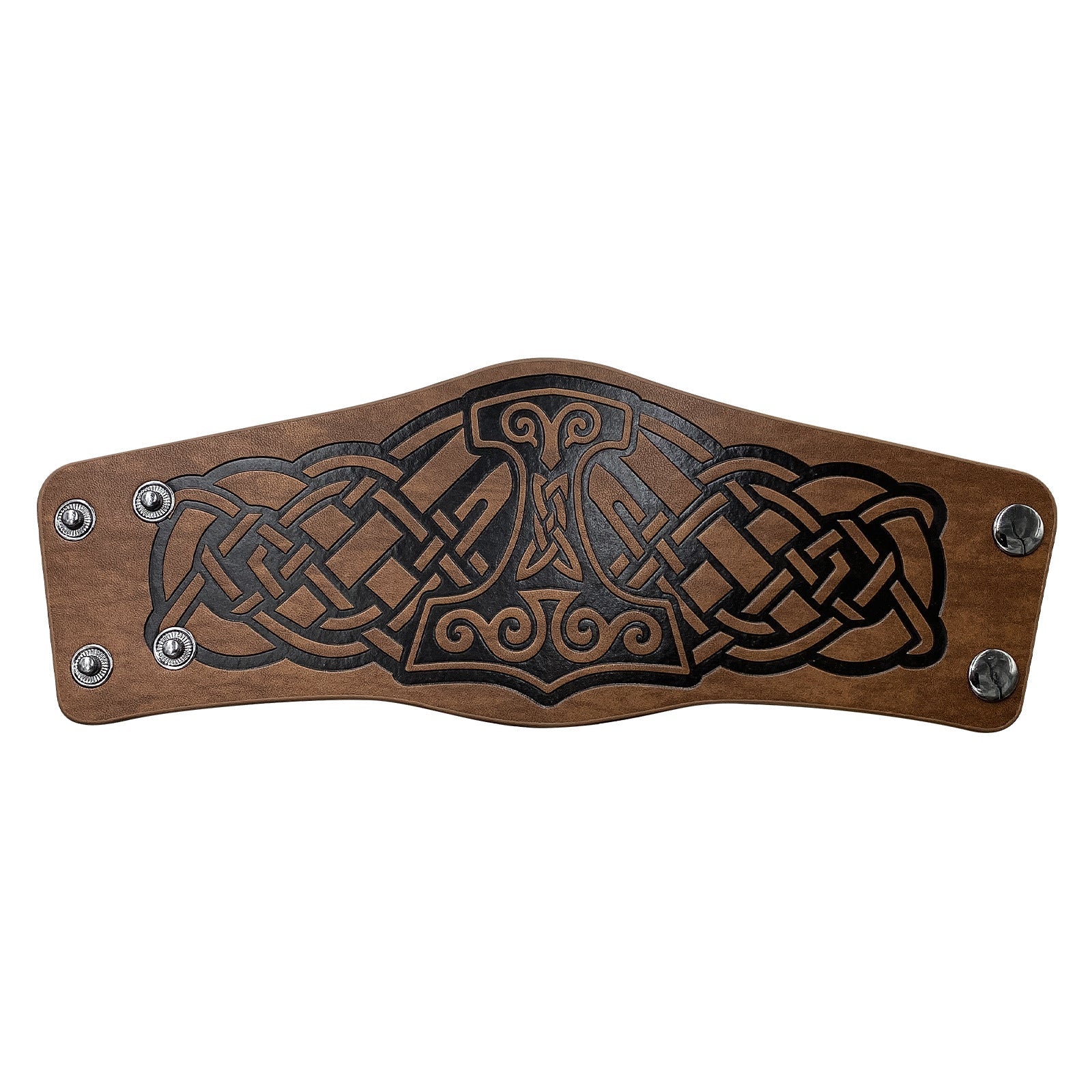 HKM-451603 Dragon and Lion Embossed Leather Bracelet - Medieval Renaissance Style Wristband for Adults
