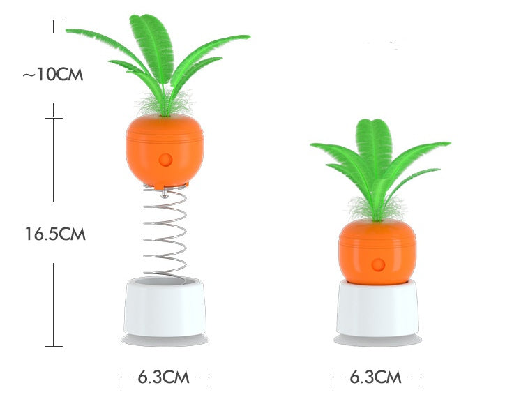 HKM-451667 Educational Carrot Shaped Food Leakage Toy for Cats - ABS Material, Sucker Spring Design