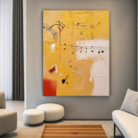 HKM-451731 Musical Theme Orange Abstract Handmade Oil Painting Canvas Wall Art for Living Room and Home Decor