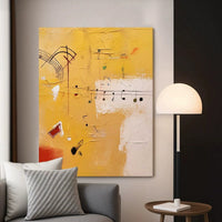 HKM-451731 Musical Theme Orange Abstract Handmade Oil Painting Canvas Wall Art for Living Room and Home Decor
