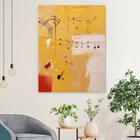 HKM-451731 Musical Theme Orange Abstract Handmade Oil Painting Canvas Wall Art for Living Room and Home Decor