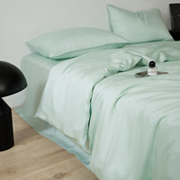 HKM-451795 Light Luxury Solid Color Summer Bedding Set - 4-Piece Duvet Cover, Flat Sheet, and Pillowcases in Lyocell Fiber, Satin Weave