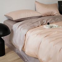 HKM-451795 Light Luxury Solid Color Summer Bedding Set - 4-Piece Duvet Cover, Flat Sheet, and Pillowcases in Lyocell Fiber, Satin Weave