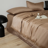 HKM-451795 Light Luxury Solid Color Summer Bedding Set - 4-Piece Duvet Cover, Flat Sheet, and Pillowcases in Lyocell Fiber, Satin Weave