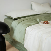 HKM-451795 Light Luxury Solid Color Summer Bedding Set - 4-Piece Duvet Cover, Flat Sheet, and Pillowcases in Lyocell Fiber, Satin Weave