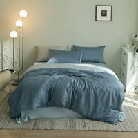 HKM-451795 Light Luxury Solid Color Summer Bedding Set - 4-Piece Duvet Cover, Flat Sheet, and Pillowcases in Lyocell Fiber, Satin Weave