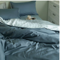 HKM-451795 Light Luxury Solid Color Summer Bedding Set - 4-Piece Duvet Cover, Flat Sheet, and Pillowcases in Lyocell Fiber, Satin Weave