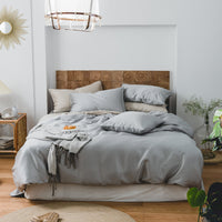 HKM-451795 Light Luxury Solid Color Summer Bedding Set - 4-Piece Duvet Cover, Flat Sheet, and Pillowcases in Lyocell Fiber, Satin Weave