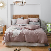 HKM-451795 Light Luxury Solid Color Summer Bedding Set - 4-Piece Duvet Cover, Flat Sheet, and Pillowcases in Lyocell Fiber, Satin Weave