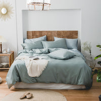HKM-451795 Light Luxury Solid Color Summer Bedding Set - 4-Piece Duvet Cover, Flat Sheet, and Pillowcases in Lyocell Fiber, Satin Weave