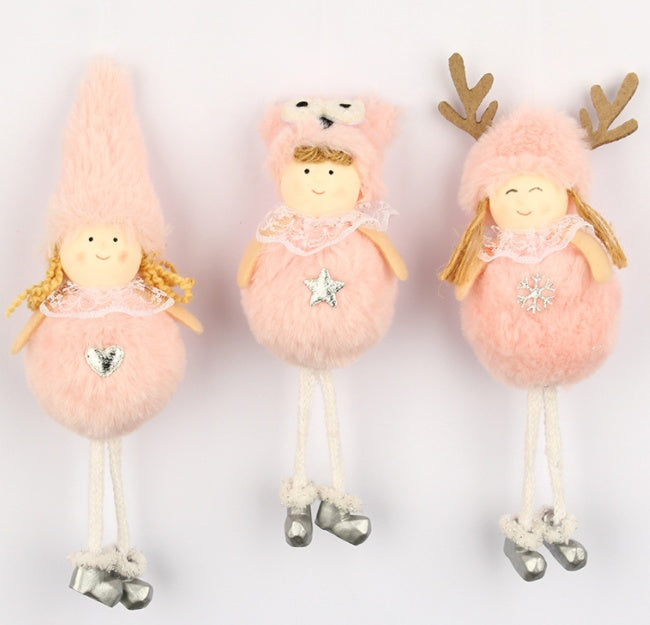 HKM-451923 Long-Legged Plush Angel Doll Christmas Tree Ornament – Adorable Holiday Decor