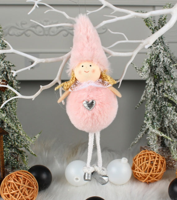 HKM-451923 Long-Legged Plush Angel Doll Christmas Tree Ornament – Adorable Holiday Decor