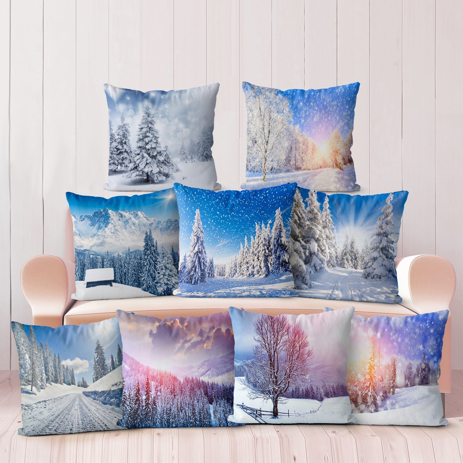 HKM-451923 Nordic Snowflake Pattern Pillowcase - 45x45CM