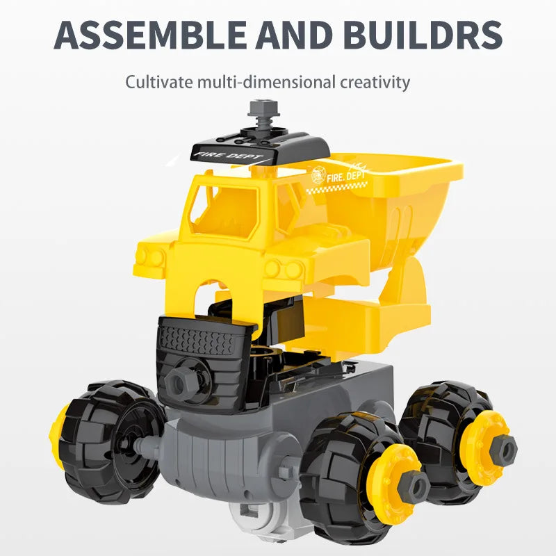 KTX-452051 DIY Electric Remote Control Fire Truck Building Toy for Kids Age 3 and Up