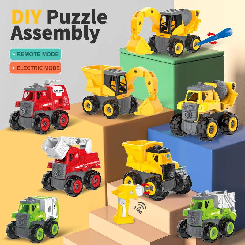 KTX-452051 DIY Electric Remote Control Fire Truck Building Toy for Kids Age 3 and Up