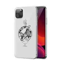 HKM-452051 Transparent Soft TPU Mobile Phone Case with Airplane Map Design for iPhone 11 and Compatible Models
