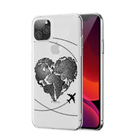 HKM-452051 Transparent Soft TPU Mobile Phone Case with Airplane Map Design for iPhone 11 and Compatible Models