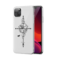 HKM-452051 Transparent Soft TPU Mobile Phone Case with Airplane Map Design for iPhone 11 and Compatible Models