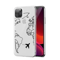 HKM-452051 Transparent Soft TPU Mobile Phone Case with Airplane Map Design for iPhone 11 and Compatible Models