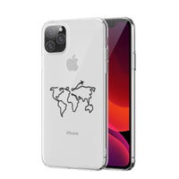 HKM-452051 Transparent Soft TPU Mobile Phone Case with Airplane Map Design for iPhone 11 and Compatible Models
