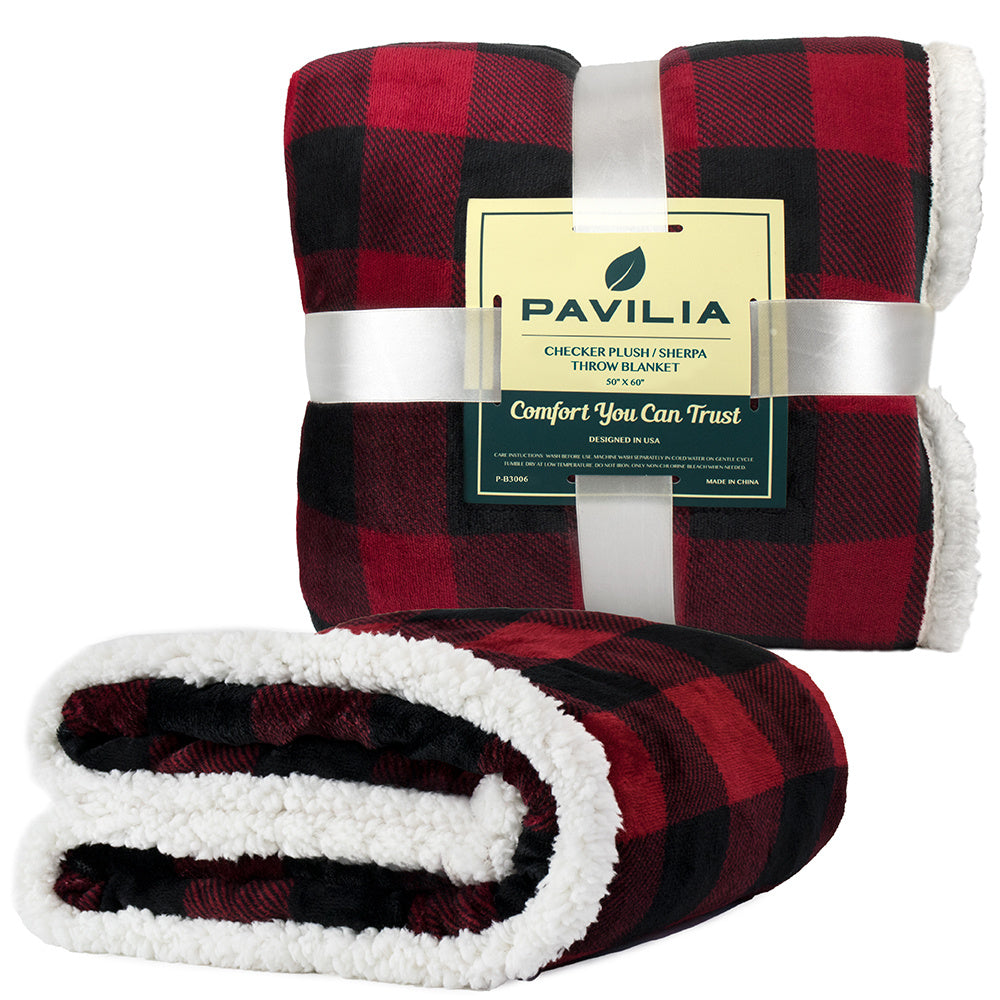 HKM-452115 Cozy Red Plaid Flannel Wool Blanket for Autumn and Winter, 150x130 cm or 150x200 cm