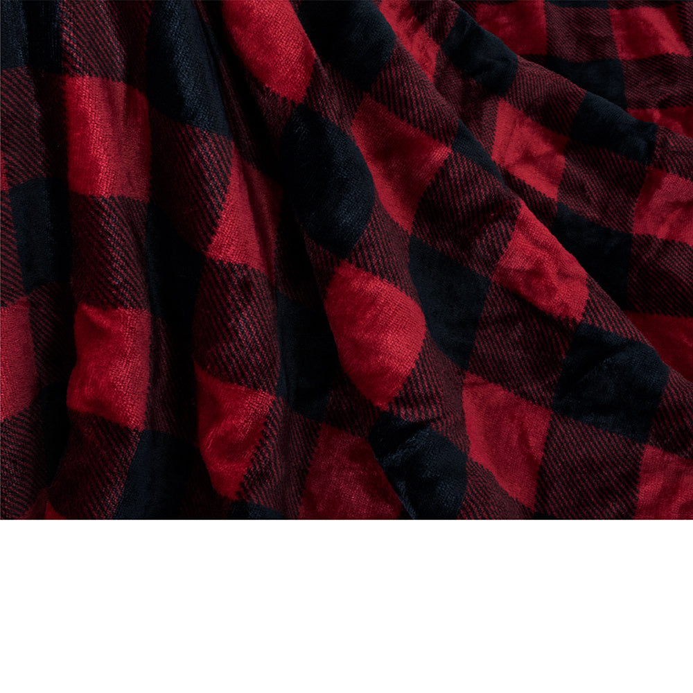 HKM-452115 Cozy Red Plaid Flannel Wool Blanket for Autumn and Winter, 150x130 cm or 150x200 cm