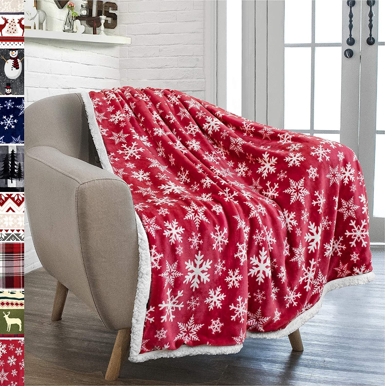 HKM-452115 Cozy Red Plaid Flannel Wool Blanket for Autumn and Winter, 150x130 cm or 150x200 cm