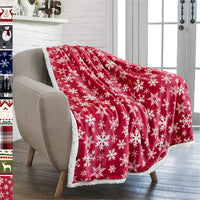 HKM-452115 Cozy Red Plaid Flannel Wool Blanket for Autumn and Winter, 150x130 cm or 150x200 cm