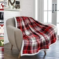 HKM-452115 Cozy Red Plaid Flannel Wool Blanket for Autumn and Winter, 150x130 cm or 150x200 cm