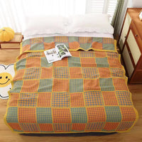 HKM-452115 Ginkgo Leaf Orange Combed Cotton Gauze Towel Blanket for Everyday Use